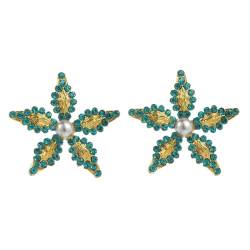 LOVIVER Ohrstecker mit fünfzackigen Sternen, einzigartiger Schmuck für die Straße, zum Geburtstag oder zum Anziehen, Blau Grün von LOVIVER