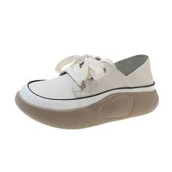 LOYYVE Schuhe Damen Flache Schuhe für Damen Dicke Sohlen Schnürschuhe Damen Sportschuhe Damen Lässige Schuhe mit dicken Sohlen Damenschuhe (Beige, 40), WYDE2023MAlRax0U von LOYYVE