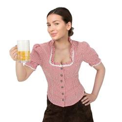 LPLKON Trachtenbluse Damen,Karierte Bluse Damen Oktoberfest Outfit Bavarian, Volksfest, Mottoparty, Karneval (L) von LPLKON