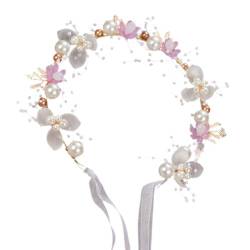 Blumenmädchen-Tiara, Blumenmädchen-Krone,Elegante handgefertigte Perlenkronen-Blumen-Tiara für Mädchen | Verstellbarer Girlanden-Kopfschmuck, multifunktionaler tragbarer Blumenmädchen-Haarschmuck für von LPORF