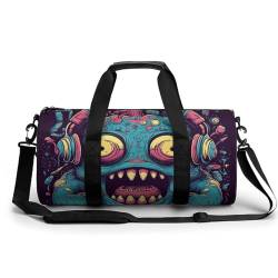 Fitness Tasche, Love Music Monster Print Wiederverwendbare Turnbeutel Sport Reise Fitness Tasche Essentials Gym Bag mit Schuhfach, Stil, 45.0 cm/22.9 cm/22.9 cm/22.9 cm 22.9 cm, Stil:, 17.7in/9in/9in von LQPMNK