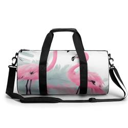 LQPMNK Fitness Tasche, Love Flamingo Print Wiederverwendbare Turnbeutel Sport Reise Fitness Tasche Essentials Gym Bag mit Schuhfach, 45.0 cm/22.9 cm/22.9 cm/22.9 cm, Style, Style, 45.0 cm/22.9 cm/22.9 von LQPMNK