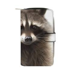 LQWOK Wallet, Hairy Raccoon bedruckte Geldbörse, Reise-Geldbörse, strapazierfähige Geldbörse, tragbare Geldbörse, Universalgeldbörse, Ledergeldbörse, haariger Waschbär, 19,7 x 11 x 3,5 cm, modern, von LQWOK