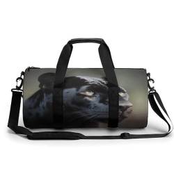 Turnbeutel mit Tierpanther-Druck, zylinderförmiger Turnbeutel, Sportgepäcktasche, Wochenendgepäcktasche, Tierpanther, 45 cm/22,9 cm/22,9 cm/22,9 cm, stilvoll, Animal Panther, 17.7in/9in/9in, Stilvoll von LQWOK