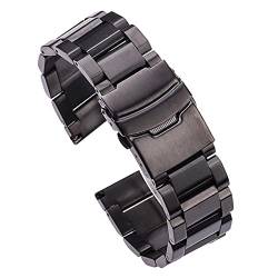 LQXHZ Edelstahl Uhrenarmband Strap Frauen Männer Metall Armband Link Armband 18mm 20mm 22mm 24mm Zubehör Silber Rose Gold Schwarz(Black,22mm) von LQXHZ