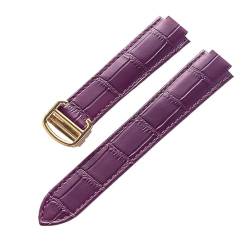 LQXHZ Kompatibel Mit Blue Balloon Lederuhr Mit Herren- Und Damen-Kalbsleder-Faltband Groß, Mittel Und Klein(Purple Gold Buckle,16X9mm) von LQXHZ