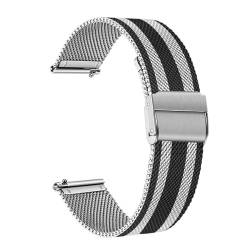 LQXHZ Milanese Edelstahlarmband Kompatibel Mit Garmin Vivomove HR 3 3S / Vivoactive 4 4S 3 / Venu 2 2S Sq/Luxe Style Uhrenarmband(Black Silver,Vivoactive 4) von LQXHZ