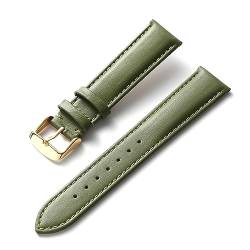 LQXHZ Uhren-Lederarmband for Herren und Damen, Business-Armband, Rot, Braun, Blau, 14 mm, 16 mm, 18 mm, 20 mm, 22 mm, 24 mm, Leder-Uhrenzubehör(Olive green gold,17mm) von LQXHZ