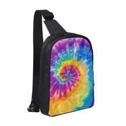 Batik-Brusttasche für Herren und Damen, wasserdicht, Crossbody-Rucksack, für Läufer, Workout, Wandern, Radfahren, Reisen, Schwarz , Einheitsgröße, Lässiger Tagesrucksack von LRHCNZDCP