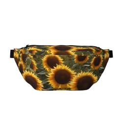 Bauchtasche mit Sonnenblumen-Motiv, verstellbar, leicht, für Reisen, Wandern, Reisen, Schwarz , Einheitsgröße von LRHCNZDCP