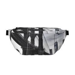 Brooklyn Bridge bedruckte Hüfttasche, verstellbare Bauchtasche, leicht, für Reisen, Gürteltasche für Spaziergänge, Radfahren, Wandern, Reisen, Schwarz , Einheitsgröße, Lässiger Tagesrucksack von LRHCNZDCP