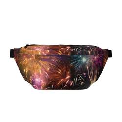 Explosion Firework 3D-gedruckte Hüfttasche, verstellbare Bauchtasche, leicht, für Reisen, Geldgürtel für Wandern, Wandern, Reisen, Schwarz , Einheitsgröße von LRHCNZDCP