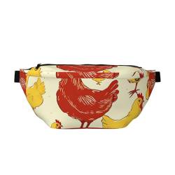 Hüfttasche mit Huhn-Motiv, verstellbare Bauchtasche, leicht, für Reisen, Geldgürtel für Spaziergänge, Radfahren, Wandern, Reisen, Schwarz , Einheitsgröße von LRHCNZDCP