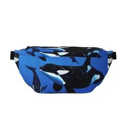 Killer Whales Swim Along bedruckte Hüfttasche, verstellbare Bauchtasche, leicht, für Reisen, Gürteltasche für Spaziergänge, Radfahren, Wandern, Reisen, Schwarz , Einheitsgröße, Lässiger Tagesrucksack von LRHCNZDCP