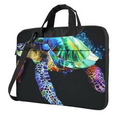 Sea Turtle 1 bedruckte Laptoptasche für Laptops - ultradünne stoßfeste Laptop-Umhängetasche mit Schultergurt und Griff, Schwarz , 13 inch von LRHCNZDCP