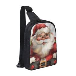 Süße Brusttasche mit Weihnachtsmann-Motiv, für Herren und Damen, wasserdicht, Crossbody-Rucksack, für Läufer, Workout, Wandern, Radfahren, Reisen, Schwarz , Einheitsgröße, Lässiger Tagesrucksack von LRHCNZDCP