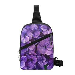 Violet Flower Printed Chest Bag Shoulder Sling Bag for Men Women, Foldable Outdoor Crossbody Chest Packs Sport Daypacks, Schwarz , Einheitsgröße, Lässiger Tagesrucksack von LRHCNZDCP