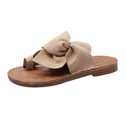 LRWEY Flat Ring Schuhe Bowknot Beach Freizeitsandalen Frauen Hausschuhe Zehen Frauen Hausschuh für Frauen Damenschuhe Pumps Blau (Khaki, 42) von LRWEY