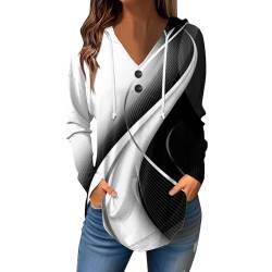 Strickpullover Damen Sweatshirt Damen Kapuzenpullover Damen Blusen & Tuniken Für Damen Y2k Longshirt Damen Tshirt Damen Oversize Hoody Damen Mit Kapuze Hemdjacke Damen Strickkleid Damen（3-White,M） von LSAltd