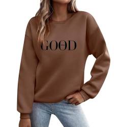 LTWOTEJNG Outlet Angebote Pullover Damen Sweatshirt Briefe Drucken Langarm Rundhals Pulli Winter Frauen Buchstaben Druck Locker Sport Streetwear Sweatshirts von LTWOTEJNG