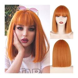 Perücken Kurze Bob-Perücke mit Pony Synthetische gerade Bob-Perücke for Frauen, natürlich aussehende bunte kurze Bob-Perücke Hitzebeständige Perücken for tägliche Party-Cosplay perücke fasching (Colo von LUCBEI