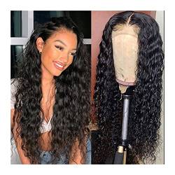 Perücken Water Wave 4x4 Lace Closure Perücken Echthaar for Frauen 8-30" Brasilianisches Remy-Haar Nasse und gewellte Lace Closure Wig Vorgezupft mit Babyhaar Für die tägliche Party. (Size : 220 Densi von LUCBEI