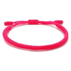 LUCKY BUDDHIST Glücksarmband + Anhänger/Halskette! Für Teen Männer Frauen - Geflochtene Freundschaftsarmbänder - Mit Liebe handgefertigt - Tibet Stil - Einstellbares Handgelenk Armband (Neonpink) von LUCKY BUDDHIST