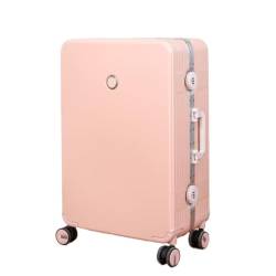 LUDAOER Trolley-Koffer Herren- und Damen-Koffer mit Aluminiumrahmen, Universalrad, Trolley-Koffer, Passwort-Box, Boarding-Koffer, Koffer Reisekoffer (Color : Pink, Size : 24in) von LUDAOER