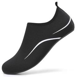 LUEDKA Badeschuhe Wasserschuhe Schwimmschuhe Strandschuhe Aquaschuhe Surfschuhe Barfußschuhe Tauchschuhe Wassersportschuhe für Damen Herren(Schwarz,45 EU) von LUEDKA