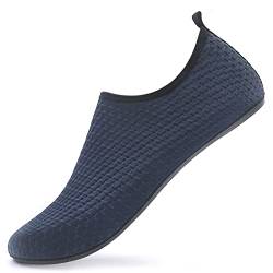 LUEDKA Wasserschuhe Badeschuhe Aquaschuhe Schwimmschuhe Schnelltrocknend rutschfest Atmungsaktiv Slip on Strandschuhe Wassersportschuhe für Damen Herren (Dunkelblau,40) von LUEDKA