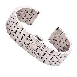 LUGEMA 18mm 20mm 22mm Edelstahl Uhrenarmband Silber Poliert Herren Luxus Ersatz Metall Armband Armband Zubehör(20mm) von LUGEMA