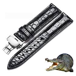 LUGEMA Echte Alligator Watch Strap echtes Leder Watch-Bands kompatibel mit Männern oder Frauen ansehen Zubehör 12-24mm(Black,23mm) von LUGEMA