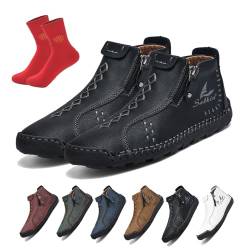 Vogldeck-wasserdichte und atmungsaktive orthopädische Schuhe, handgefertigte hohe Stiefel aus Wildleder, rutschfeste, atmungsaktive, leichte Beck-Schuhe(Black,44 EU) von LUGEZLRJ