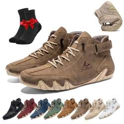 Vogldeck wasserdichte und atmungsaktive orthopädische Schuhe, handgefertigte hohe Stiefel aus Wildleder, rutschfeste, atmungsaktive, leichte Beck-Schuhe(Khaki,46 EU) von LUGEZLRJ