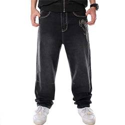 LUOBANIU Herren schwarze Baggy Jeans Hip Hop Loose Fit 90er Vintage Cargo Denim Hosen Mode Dance Skater Skateboard Hosen, 1798n Schwarz, 54 von LUOBANIU