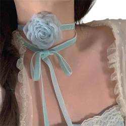 LUOFENG Lange Halskette, elegantes Kamelien-Halsband für Damen, Blumen-Halskette, für Themenpartys, Abendkleider, Halskette von LUOFENG