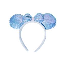 LUXCASTLE Blaues Minnie Ohren Stirnband Schleifen Maus Ohren Stirnbänder Halloween Mickey Ohren für Frauen und Mädchen (Blau) von LUXCASTLE