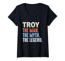 Damen Troy The Legend Name Personalisierbare süße Idee für Herren, Vintage-Troy T-Shirt mit V-Ausschnitt von LUXETHREADS Men's