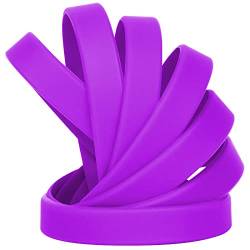 LVNRIDS 50 Stück Silikon Armbänder Gummi Armband freundschaftsarmband Kinder Jugend, 7 inch Länge Großhandel Sport Silikonarmband Bulk Geschenke für Lehrer liefert Party Dekorationen Violett von LVNRIDS