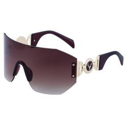 LVTFCO Übergroße Punk-Sport-Sonnenbrille für Damen und Herren, randlos, Schild-Sonnenbrille, Schutzbrille, weibliche Schattierungen, Brillen, UV400, C4, Einheitsgröße von LVTFCO