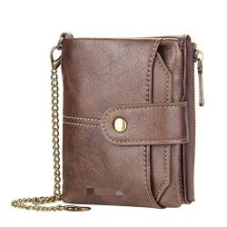 LVUNZJCA Herren-Geldbörse mit Kette Herren Zero Wallet Short Multi Card Bag Vertikale Kette(Coffee) von LVUNZJCA