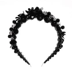 Stirnbänder für Damen Haarbänder Kopfschmuck Haarbänder Hochzeit Braut Haarreifen(Black) von LVUNZJCA