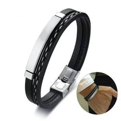 LWXLP King Trendy Herren Lederbekleidung Weben Armband Freizeit Farbe Kontrast Edelstahl Armreif von LWXLP