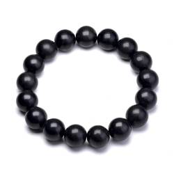 LWXLP Natur Schwarze Schungitperlen Energie Power Stretch-Armbänder für Männer Frauen Armreifen Heilender Meditationsschmuck von LWXLP