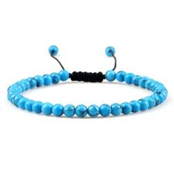 LWXLP Verstellbarer Mini-Armreif aus Naturstein mit Lava-Tigerauge-Perlen für Frauen und Männer, geflochtenes Armband mit Chakra-Perlen, Charm-Schmuck von LWXLP