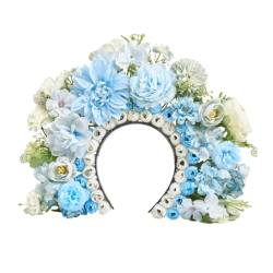 LXJLXD Blumen-Kopfschmuck-Set, Festival, Hochzeit, Stirnbänder, vielseitiger Kopfschmuck, Komponente für Hochzeiten und Festivals (blau) von LXJLXD