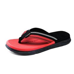 LXJYDN Sandalen Men Fashionable Color Matching Flip Flops Casual Light Beach Sandals-Black Red-41 von LXJYDN