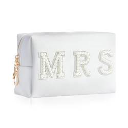 MRS Makeup Tasche, WeißE Perle Make-Up Tasche, Tragbare Perlen Tasche, Perlen Makeup Tasche, Reise Make Up Tasche, Makeup Tasche, für Junggesellenabschied Frauen Hochzeit Brautparty von LXONTSG