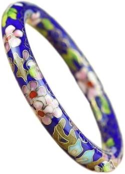 Cloisonne-Emaille-Schmuck, 3 Größen, Blumen-Armbänder mit Cloisonne-Emaille, farbenfrohe Damen-Accessoires, handgefertigt, poliert, hochwertige Kupferarmreifen, Modeschmuck, Geschenke(Blue_Inner diame von LXZSMH