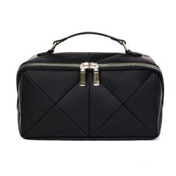 LYEAA Kulturbeutel für Damen – Diamant-Gitter-Make-up-Organizer-Tasche für Reisen und Business, Schwarz , modisch von LYEAA